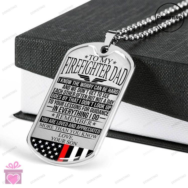 Dad Dog Tag Custom Picture Fathers Day Dog Tag Firefighters Dad  The Worry  Dog Tag Necklace Custo Doristino Awesome Necklace